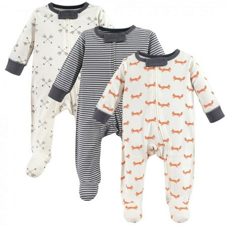 UPC: 0660168661057 | Touched by Nature Baby Boy Organic Cotton Zipper Sleep and Play 3pk  Fox  0-3 Months