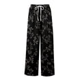 thumbnail image 4 of Women Palazzo Pants Summer Boho Baggy Wide Leg High Waist Flowy Beach Casual Trousers with Pockets Gray XL, 4 of 8