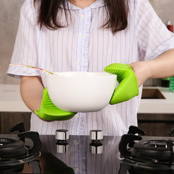 Guantes antideslizantes de silicona para horno microondas, resistentes al calor, antiescaldado, para cocina, hornear, barbacoa, 2 uds.