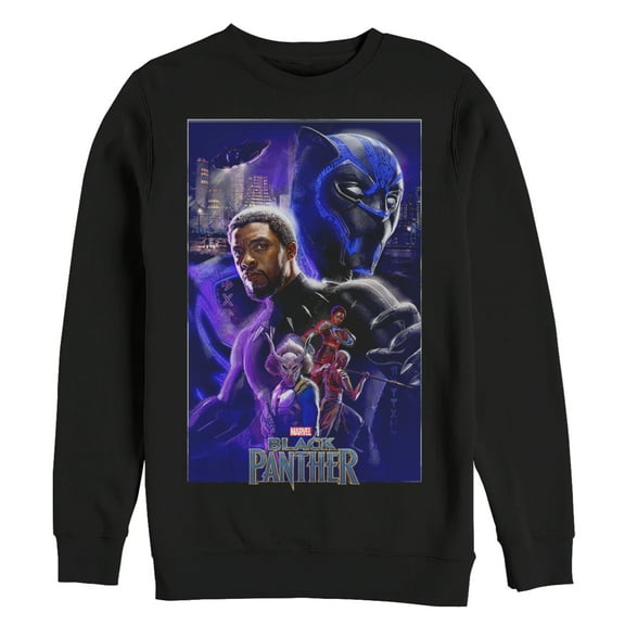 Women's Marvel Black Panther 2018 Character Collage Sweatshirt Black X Large