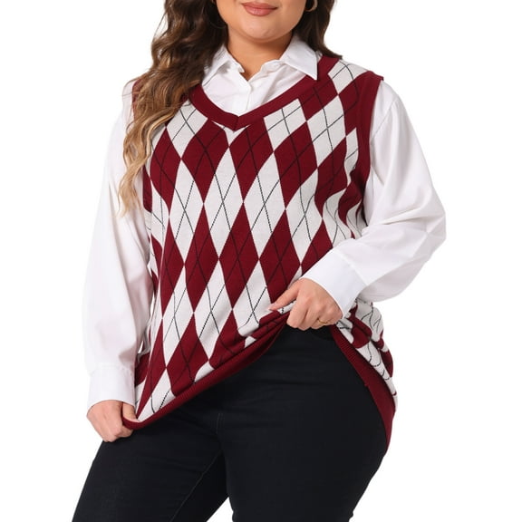 DARING DIVA Women's Plus Size Cable Knit Sleeveless Pullover Sweater Vests 2X Burgundy