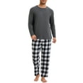 thumbnail image 1 of INSPIRAR CHIC Conjunto de Pijamas de Dos Piezas de Manga Larga de Color Sólido para Hombre con Patrón de Cuadros 2XL Negro Blanco, 1 of 5
