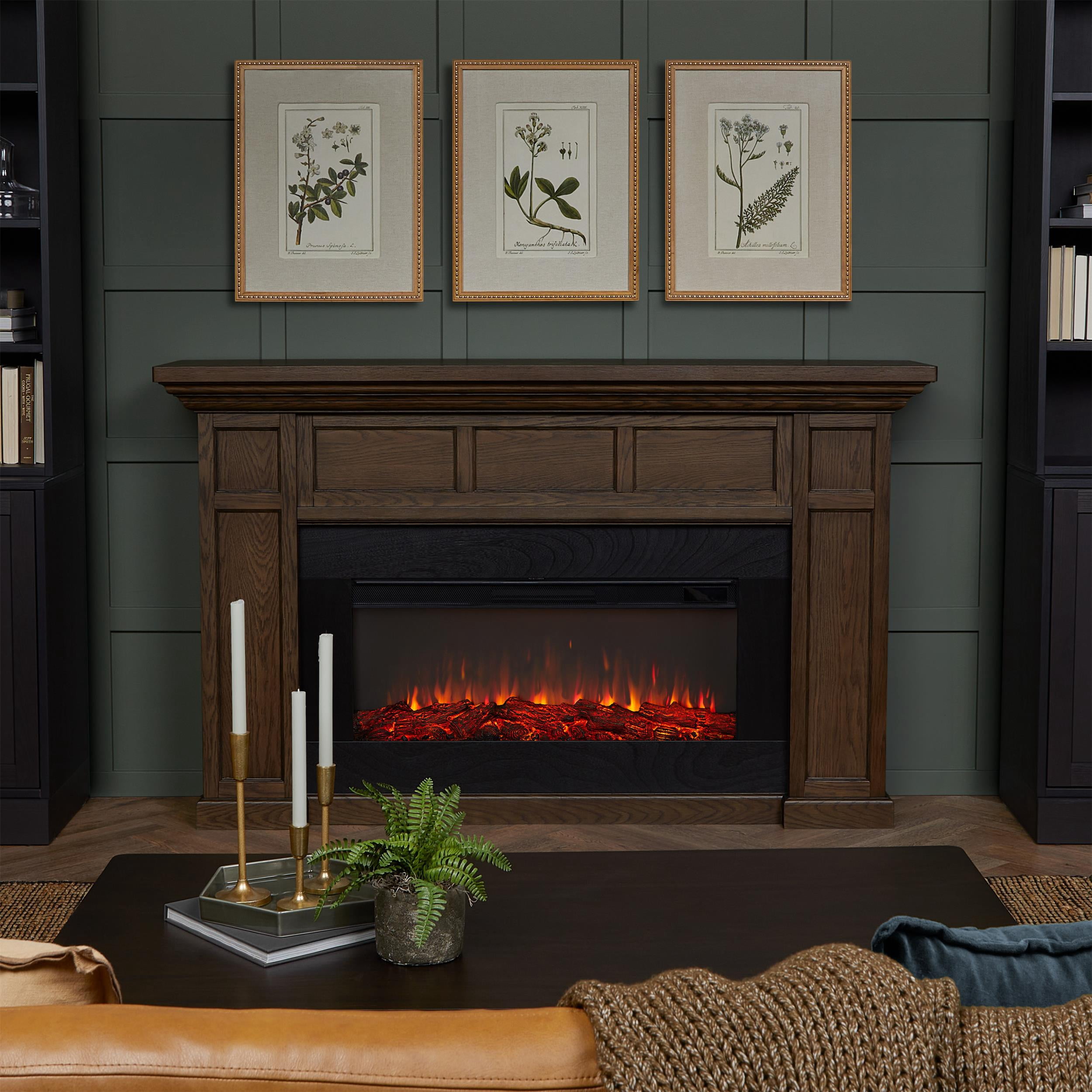 Real Flame Alcott 75" Landscape Electric Fireplace in Aged Barrel