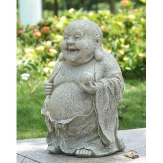 LuxenHome Weathered Brown MgO Quiet Little Buddha Monk Garden