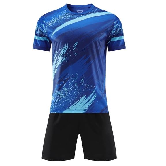 NAISIBABY Boys Activewear 2-Piece, Quick Dry Short Sleeve T-Shirt & Sports Shorts Sets Performance Basketball Football Outfits Blue Size 7-8