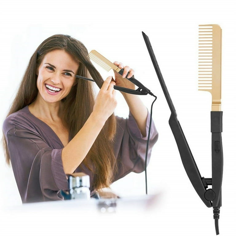 YoaNJYGR 4c Hair Moisturizer Leave in Wet and Dry Multi Function Curling Hair Straightener Straightening Clamp Straightening Comb V Comb Hairdressing Tool Quick Straightening US Plug Walmart