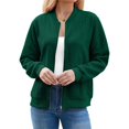 thumbnail image 3 of Suéter Tipo Cárdigan con Cremallera para Mujer, Sudadera con Capucha, Chaqueta de Larga, Conjuntos de Cuello Redondo, Abrigo Informal. Verde Oscuro L, 3 of 10