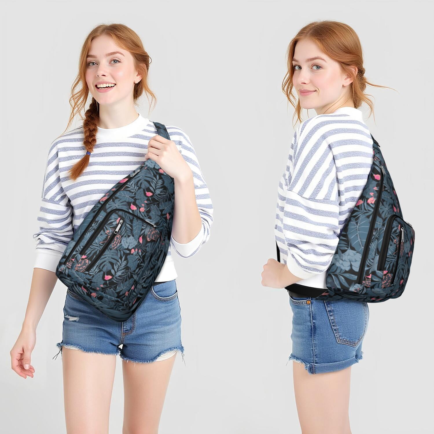 Botanical Jungle Leaves Vibrant Sling Bag for Women & Men, Lightweight with Hide the Keyhole