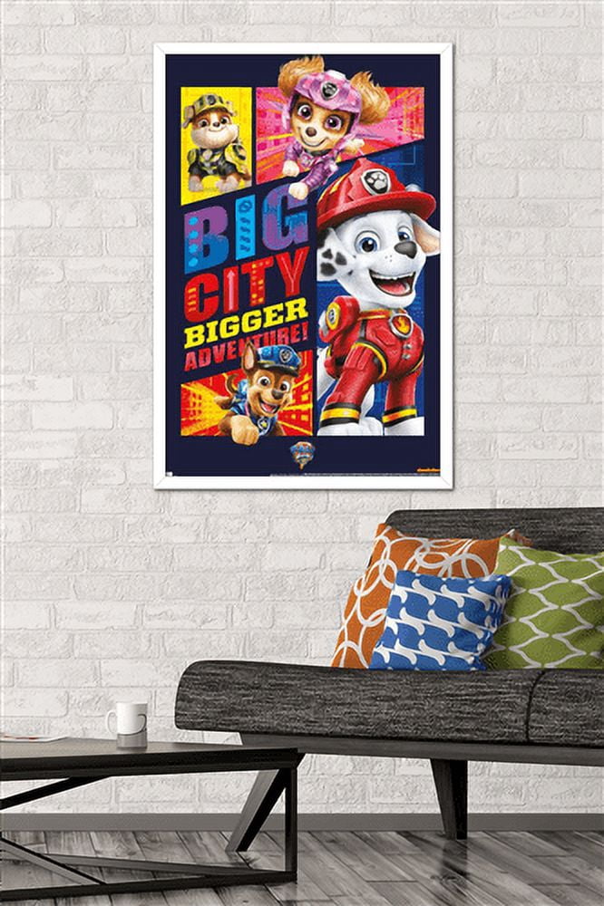 Nickelodeon Paw Patrol Movie - Big City Wall Poster, 22.375" x 34", Framed