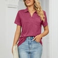 thumbnail image 2 of Women's Short Sleeve Polo Shirts Summer Collared Top Casual V Neck Loose Fit T Shirt, 2 of 7