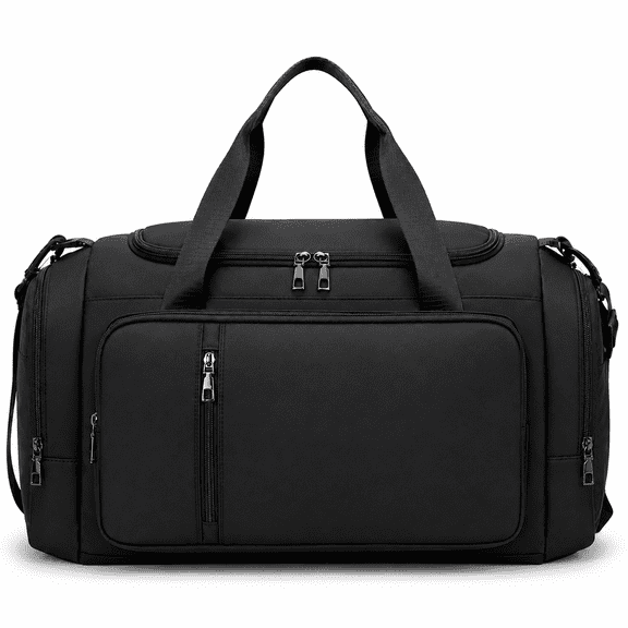 Kailwokk Travel Duffel Bag with Shoe Compartment and Wet Pocket, Carry On Weekender Gym Bag for Women Men, Black