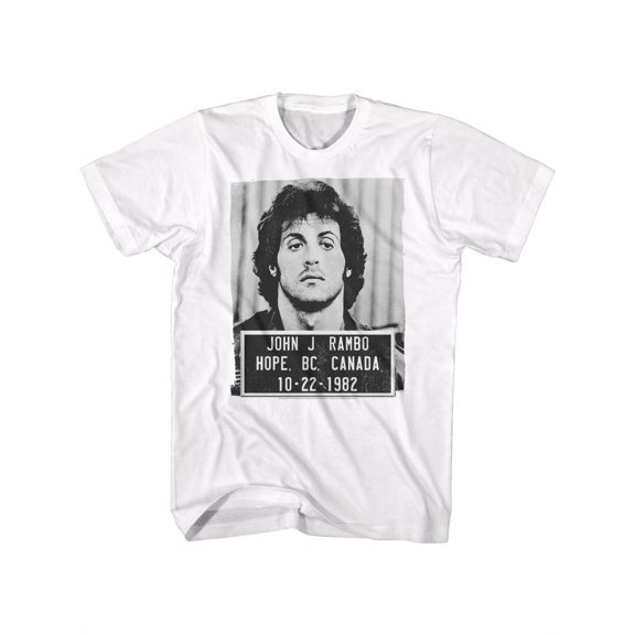 Rambo Movie 1982 Mugshot Photo Adult Short Sleeve T-Shirt Graphic Tee