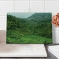 thumbnail image 2 of Balinese Cutting Board, Terraced Rice Paddies in Hillside Tropical Valley Farming Life Agriculture Theme, Decorative Tempered Glass Cutting and Serving Board, Small Size, Green, by Ambesonne, 2 of 5