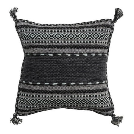 22 Carbon Black And Gunmetal Gray Woven Decorative Throw Pillow