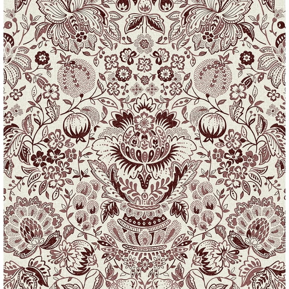 A-Street Prints Blanche Plum Floral Damask Wallpaper