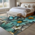 thumbnail image 4 of 6'x9' Area Rugs, Teal Daisy Indoor Outdoor Area Rug for Living Room Bedroom, Spring Floral Butterfly Botanical Vintage Washable Bathroom Rugs Kitchen Floor Carpet Mats Home Decor Aesthetic, 4 of 8