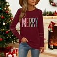 thumbnail image 4 of HOMBOM Womens Wine Shirts Comfy Long Sleeve Christmas Ugly Merry and Bright Xmas T Shirts for Ladies, 4 of 9