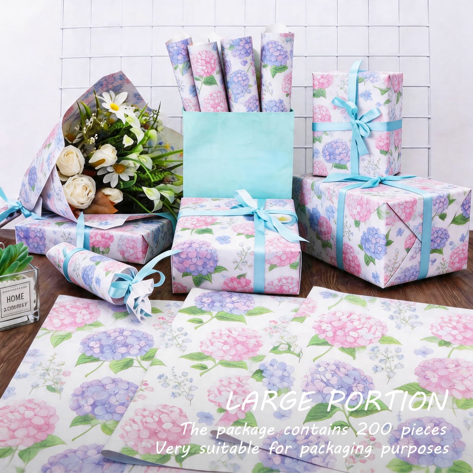 200 Sheets Tissue Paper Vintage Wildflower for Gift Bags Birthday Party Flower Decoration 20x14 in