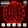 thumbnail image 4 of LED Light Ball - Indoor/Outdoor Christmas Light Balls, Light Spheres Outdoor/Sphere Light Fold Flat Metal Frame (16", White Frame/Red Lights), 4 of 5