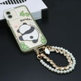 thumbnail image 5 of 3Pcs Pearl Beaded Phone Chain Camellia Pendant Phone Wrist Strap Anti Lost Double Chain Phone Charms Strap Leather Phone Bracelet Strap Keychain Wristlet for Phone Purse Bag, 5 of 9