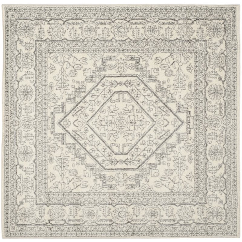 Safavieh Adirondack Collection ADR108B Ivory and Silver Oriental Vintage Square Area Rug (10' Square)