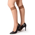 thumbnail image 2 of MeMoi Women's Ultra-Sheer 15 Denier Knee High Hosiery Sock - Womens - Female, One Size, City Beige, 2 of 11