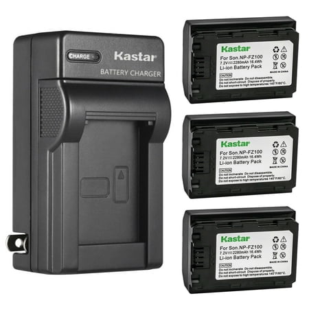 Kastar 3-Pack Battery and AC Wall Charger Replacement for Sony Alpha A7 III α7III Sony Alpha A7C α7C Sony Alpha ILCE-7M3 Sony Alpha ILCE-7M3K Sony Alpha A7R III α7R III A7R IVA A7R IV (A) a7R 4A