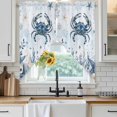 thumbnail image 2 of Ocean Crab Swag Valances for Windows 2 Pack Blue Yellow Sea Star Shell Coral Gradient Blue Swag Kitchen Curtains 36 Inches Long Rod Pocket Short Window Treatment for Kitchen Bathroom 28"x36", 2 of 9