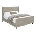 thumbnail image 4 of High Headboard Queen Size Corduroy Bed Frame with Vertical Stripe Wingback and High Footboard, Platform Bed with Wooden Bed Frame and Metal Legs (Taupe), 4 of 8