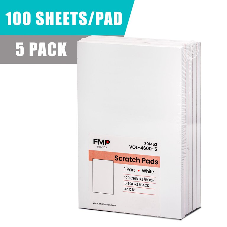 FMP Brands 20 Pack Note Pads 4x6, 100 Sheets Per Memo Pad, Writing Scratch Pad, Blank Notepad, White Waitress Server Note Pads, Paper Pad, To Do