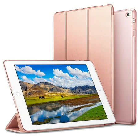 Case for iPad Air 2 , Smart Cover Auto Wake/Sleep,Rose Gold
