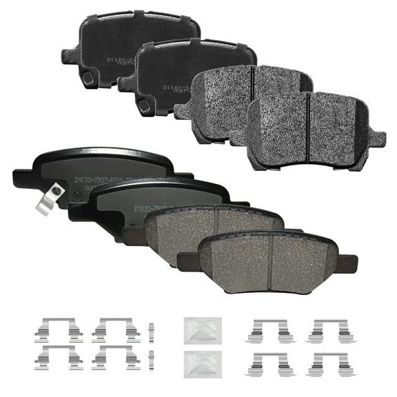 ACB ZONE Front & Rear Disc Ceramic Brake Pads Set w/Hardware Fit for 2004 2005 2006 2007 2008 2009 2010 2011 2012 Chevy Malibu 2008 Cobalt 2007-2009 Saturn Aura/Pontiac G5 G6