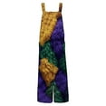 thumbnail image 6 of Moxiu Mardi Gras Jumpsuit Women Sequin Printed Wide Leg Jumpsuit Overalls Dressy Adjustable Strappy Rompers with Pockets 2025 Multicolor,M, 6 of 7