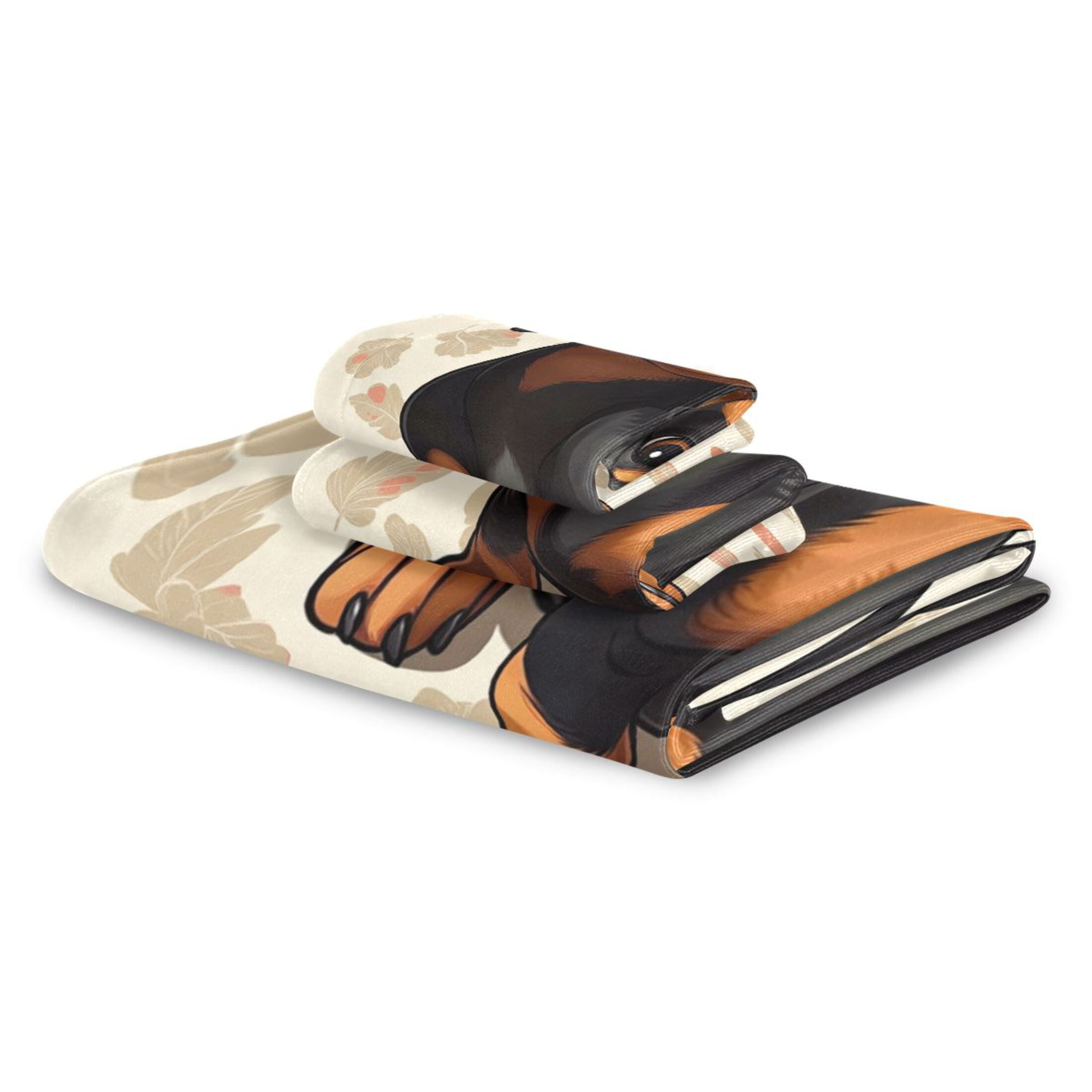 WOBOGO Dachshund Pattern Ultra Soft 3 Pack Cotton Towel Set Includes 60 x 30in Bath Towel 28 x 16in Face Towel and 13 x 13in Small Square Towel for Everyday Use Lightweight and Compact