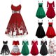 thumbnail image 3 of Vestido de invierno de Navidad para mujer, elegante vestido de manga larga abullonada con cuello de piel sintética, traje Midi para fiesta de Navidad y Año Nuevo, 3 of 4