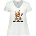 thumbnail image 3 of Inktastic Flower Corgi Women's Plus Size V-Neck T-Shirt, 3 of 5