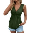 thumbnail image 2 of Heisall Womens Tank Tops Summer Casual Sleeveless V Neck Twist Knot Front Patchwork Solid Color Everyday Style, 2 of 9