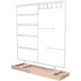 thumbnail image 1 of Desktop Jewelry Hanger Organizer Iron Art Jewelry Display Holder Earring Stand with Wooden Tray, 1 of 4