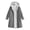 Gray, variant on Women Windproof Hooded Mid-Length Coat,Fleece Lined Open Front Button Jacket,Oversized Loose Warm Solid Outerwear with Side Pockets