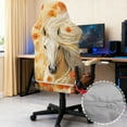 thumbnail image 3 of SCRAWLGOD Horse Floral Print Orange Beige Pattern Gaming Chair Cover Pack of 4, Stretchable Chair Seat Protection with Armrest Pad Removable Computer Reclining Chair Protective Slipcover, 3 of 7