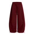 thumbnail image 5 of Womens Trousers Barrel Sweatpants Casual Baggy Elastic Waisted Wide Leg Comfy With Pockets Summer Casual Fashion Pants For Women, 5 of 5