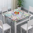 thumbnail image 3 of Pioneer Flower Floral Print Pattern Square Fitted Tablecloth with Elastic Edge,Square Table Cover,Washable Elastic Table Cover for Home Kitchen Party Decor 36"x36", 3 of 6