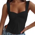 thumbnail image 1 of Chaleco sin mangas de verano Casual plisado Sling Crop Tops Ropa femenina (Negro XS) FLhrweasw Para estrenar, 1 of 9