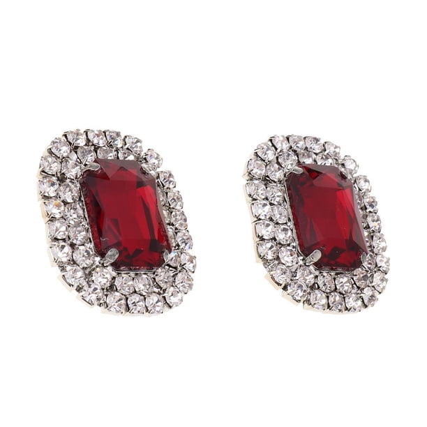Parches de diamantes de imitación para zapatos, apliques, clips para zapatos hechos a mano, adornos decorativos para prendas rojo