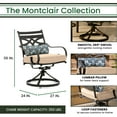 thumbnail image 3 of Hanover Montclair 5-Piece All-Weather Outdoor Patio Dining Set, 4 Swivel Rocker Chairs with Comfortable Seat and Lumbar Cushions, 40" Square Stamped Rectangle Table, Umbrella, and Base, 3 of 14
