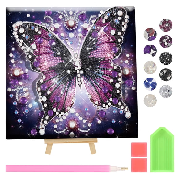 Arts and Crafts for Kids Diamond Art Kit for Kids Present for Girls Birthday Presents Toy for Girl Teen Fun Activities Gem Art Butterfly Kit with Stand for Home Decor