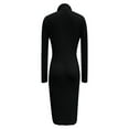 thumbnail image 5 of IWRICH Sweater Dress for Women Slim Fit Half Turtleneck V-Neck Long Sleeve Knitted Belted Midi Dress Fall Casual Jumper Dresses Black XXL, 5 of 5