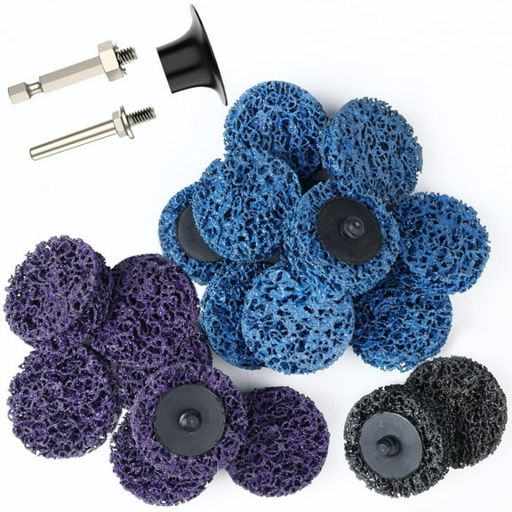 21pcs Quick Change Strip Discs Set with Diamond Grip - Premium Fiber Sanding Pads for Drill, 1/4" Disc Holder, 2" Sanding Discs for Metal Paint Stripping, Rust Removal, Polishing & Oxidation Cleaning