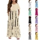 thumbnail image 1 of Girls 2025 Summer Dresses Short Sleeve Casual Maxi Dress Soft Print Comfortable and Stylish for All Seasons ,Sie:150, 1 of 6