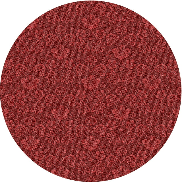 Ahgly Company Tapis Rond Lavable en Machine Intérieur Transitionnel Rouge, 4 Pieds Rond